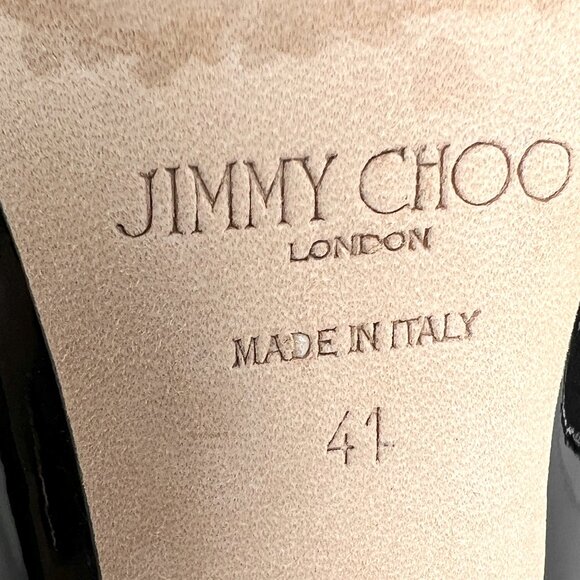 Jimmy Choo Erin Black Patent Slingback Kitten Heels Size 41 - Picture 7 of 9